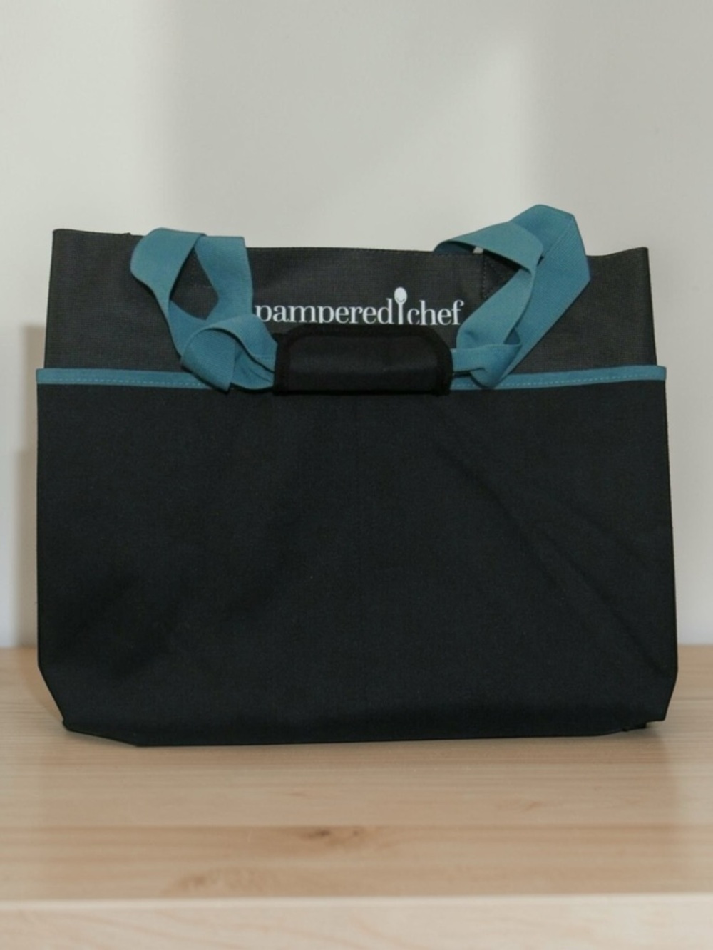NEW Unopened Pampered Chef Black Gray & Teal XL Heavy Duty Tote Bag 2021 Jumbo - Picture 3 of 6